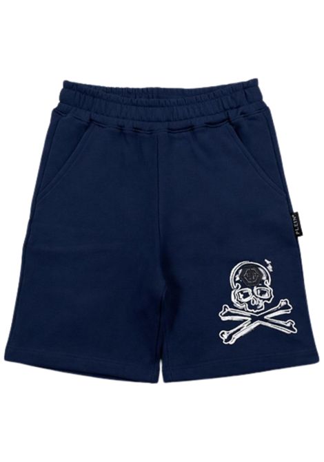 Blue cotton Bermuda shorts for children Philipp Plein | BBE044BLU
